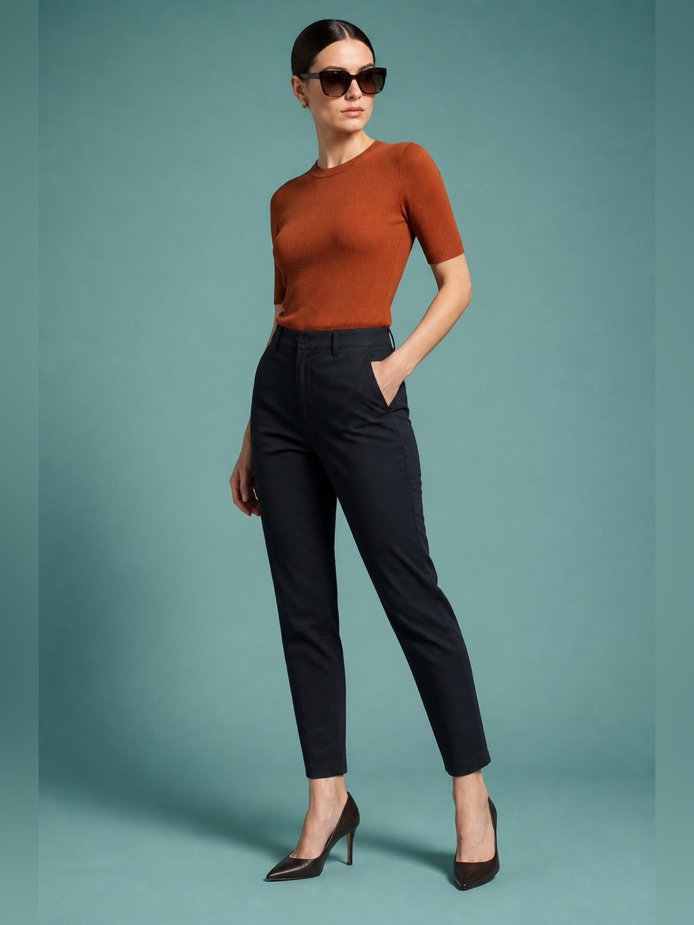 A New Day Womens Trouser Pants 10 Tapered Leg Stretch Business Casual Career